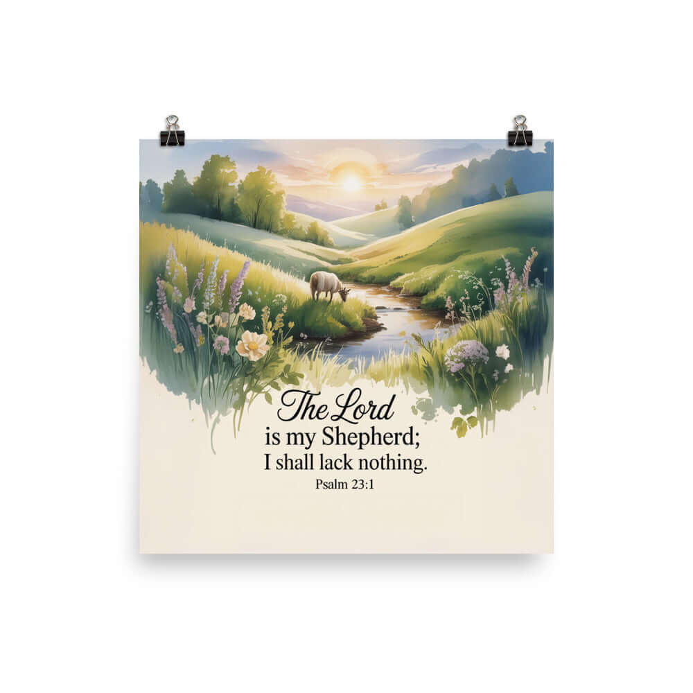 Psalm 23:1 Bible Verse, Lord Premium Luster Photo Paper Poster 14″×14″