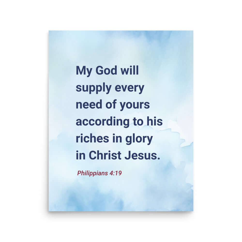 Philippians 4:19 Bible Verse, God will supply Premium Luster Photo Paper Poster Wall Art