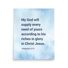 Philippians 4:19 Bible Verse, God will supply Premium Luster Photo Paper Poster Wall Art