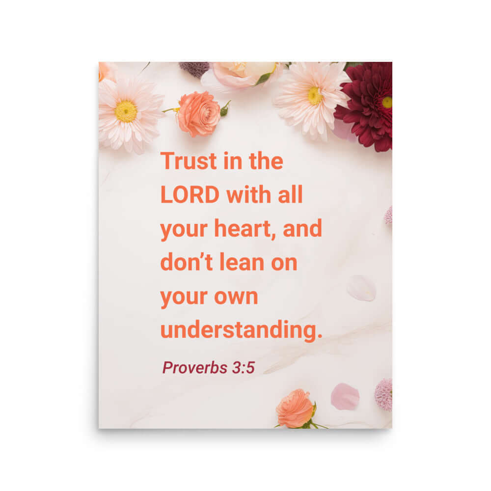 Proverbs 3:5 Bible Verse, Trust in the LORD Premium Luster Photo Paper Poster Wall Art