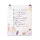 Isaiah 53:5 Bible Verse, by his wounds Premium Luster Photo Paper Poster Wall Art 16″×20″
