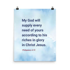 Philippians 4:19 Bible Verse, God will supply Premium Luster Photo Paper Poster Wall Art 16″×20″