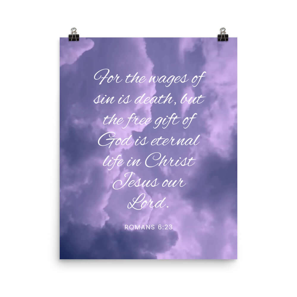 Romans 6:23 Bible Verse, free gift Premium Luster Photo Paper Poster Wall Art 16″×20″