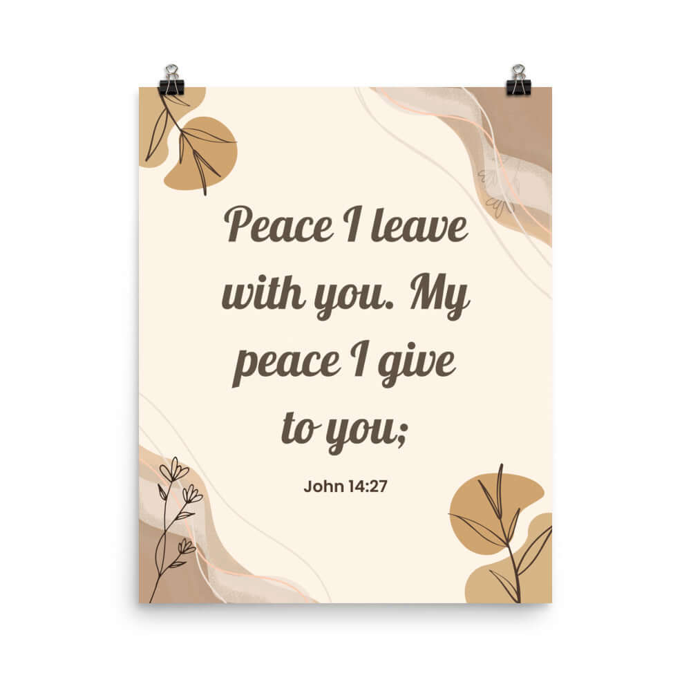 John 14:27 Bible Verse, Peace I Premium Luster Photo Paper Poster Wall Art 16″×20″