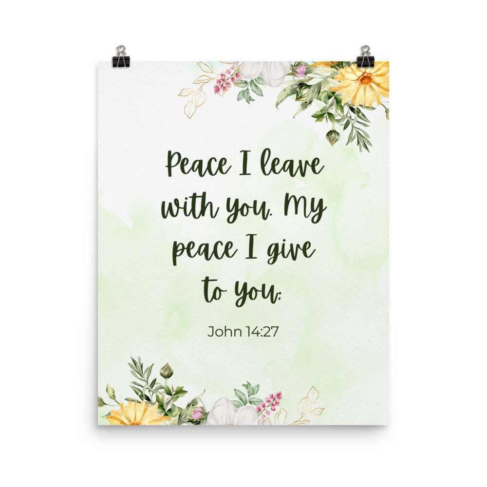John 14:27 Bible Verse, My peace Premium Luster Photo Paper Poster Wall Art 16″×20″