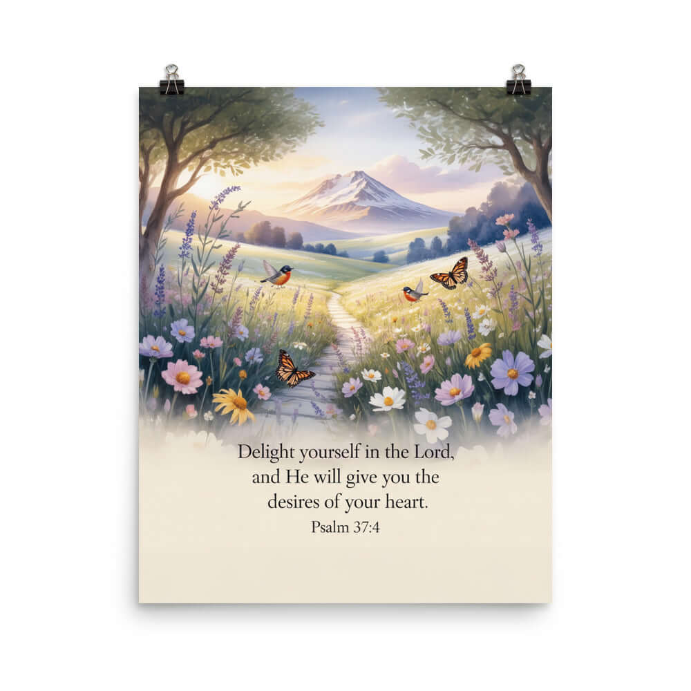 Psalm 37:4 Bible Verse, Delight Premium Luster Photo Paper Poster 16″×20″