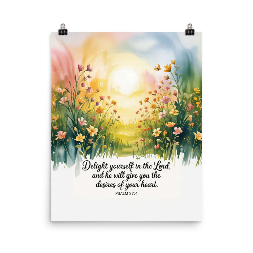 Psalm 37:4 Bible Verse, will give Premium Luster Photo Paper Poster 16″×20″