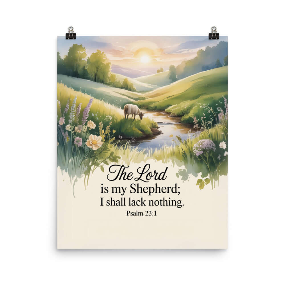 Psalm 23:1 Bible Verse, Lord Premium Luster Photo Paper Poster 16″×20″