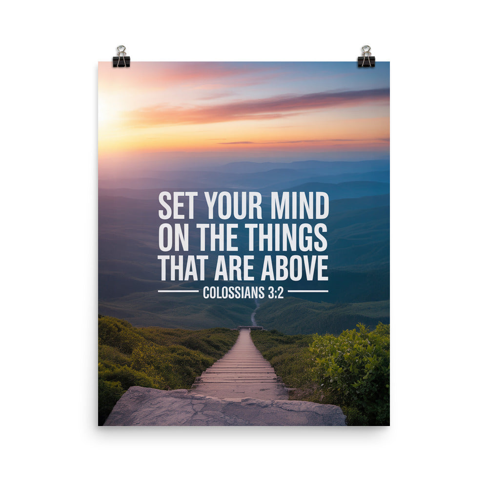 Colossians 3:2 Bible Verse your mind Premium Luster Photo Paper Poster 16″×20″