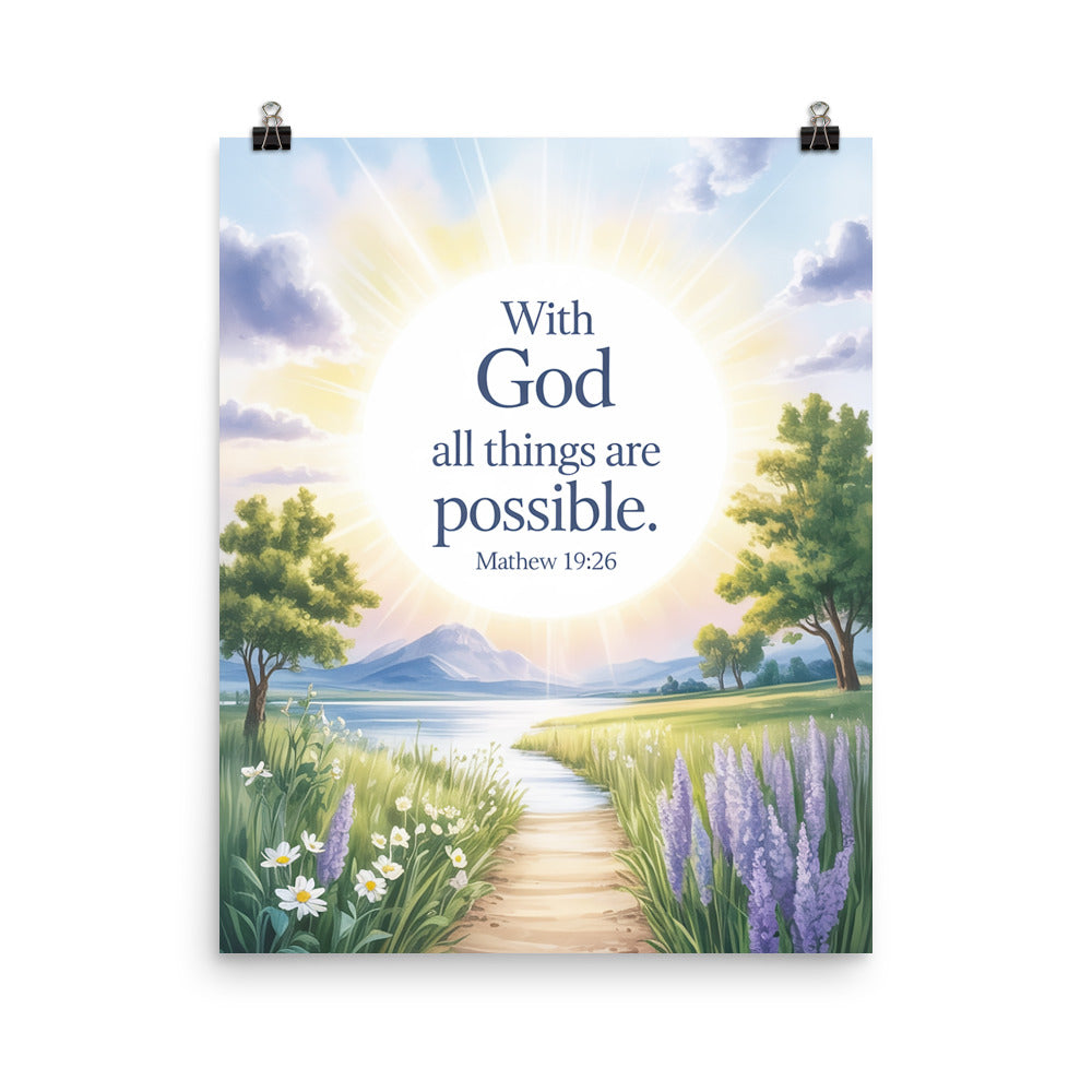 Matthew 19:26 Bible Verse Looking at Premium Luster Photo Paper Poster 16″×20″