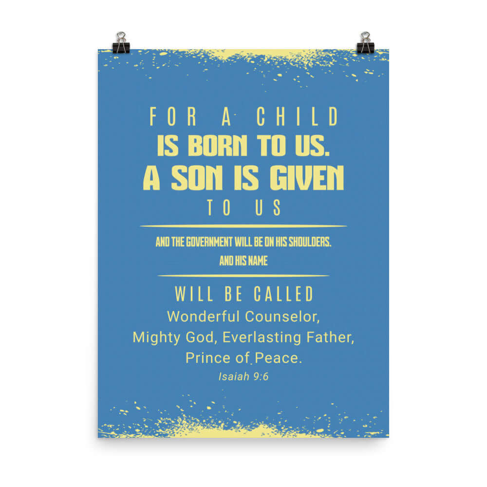 Isaiah 9:6 Bible Verse, Mighty God Premium Luster Photo Paper Poster Wall Art 18″×24″