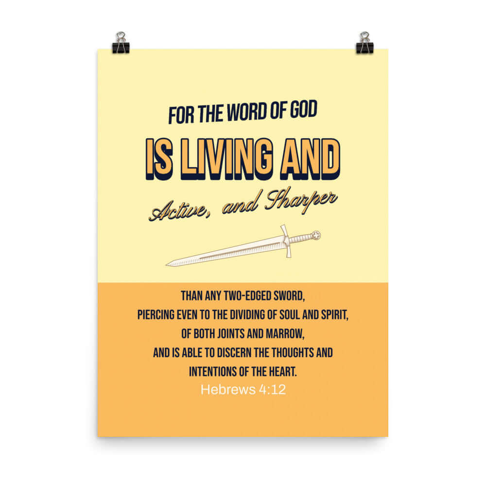 Hebrews 4:12 Bible Verse, living and active Premium Luster Photo Paper Poster Wall Art 18″×24″