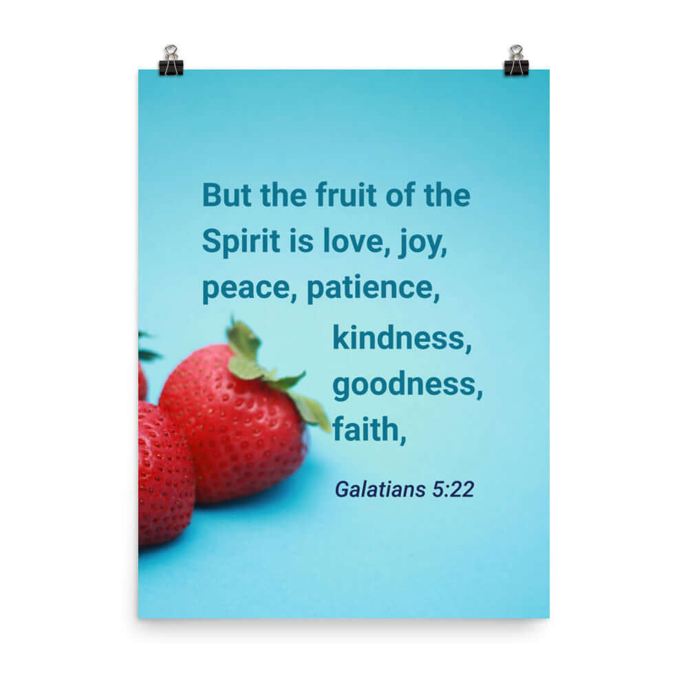 Galatians 5:22 Bible Verse, fruit of the Spirit Premium Luster Photo Paper Poster Wall Art 18″×24″