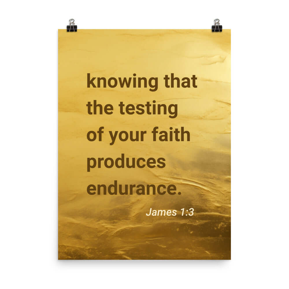 James 1:3 Bible Verse, testing of your faith Premium Luster Photo Paper Poster Wall Art 18″×24″