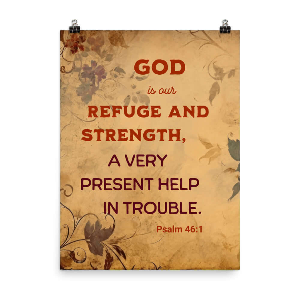 Psalm 46:1 Bible Verse, God is Our Refuge Premium Luster Photo Paper Poster Wall Art 18″×24″