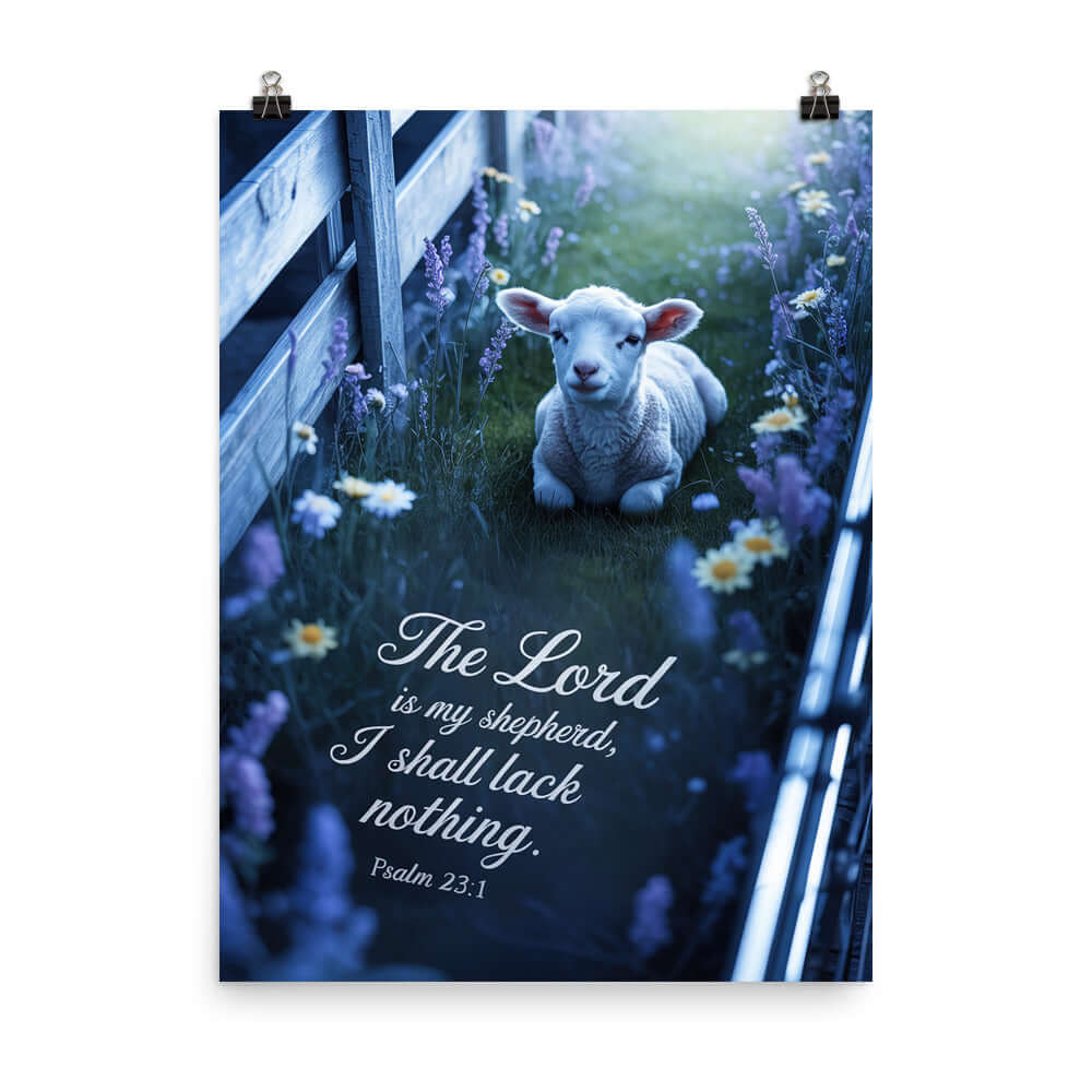 Psalm 23:1 Bible Verse, Shepherd Premium Luster Photo Paper Poster 18″×24″