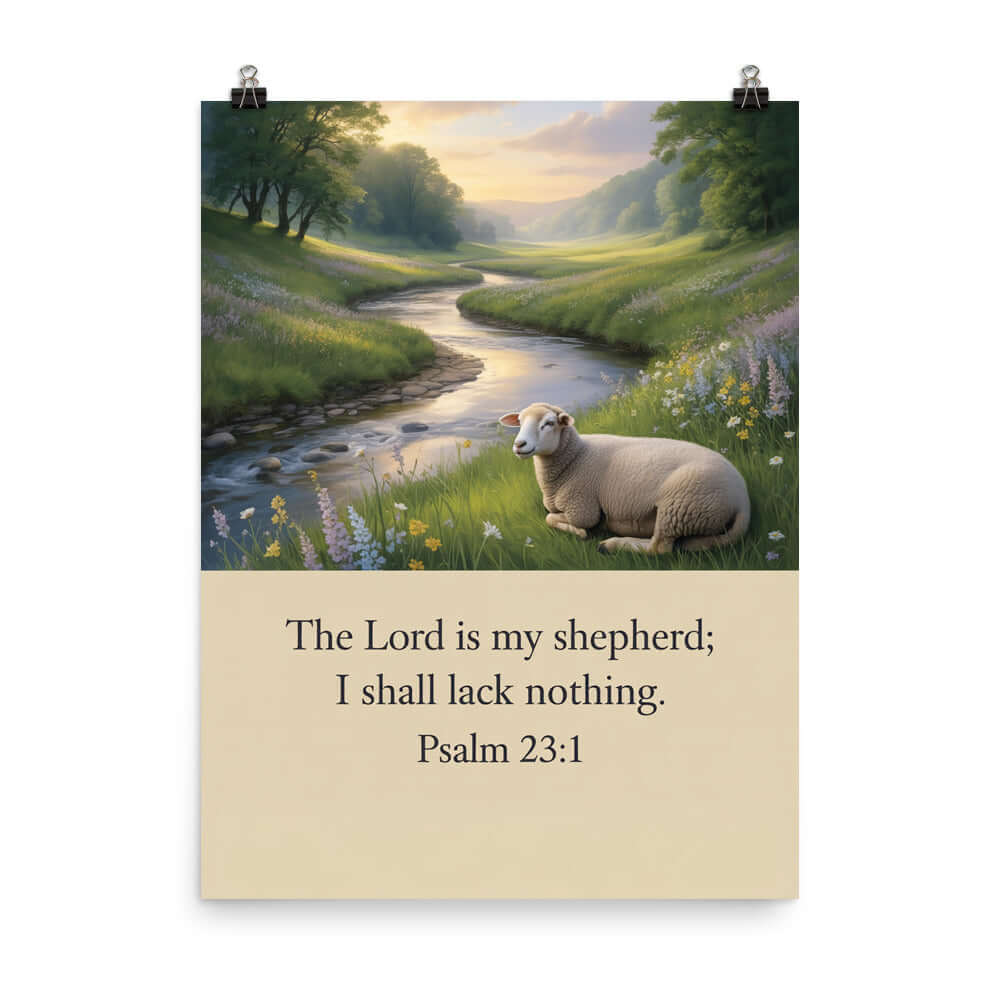 Psalm 23:1 Bible Verse, I shall Premium Luster Photo Paper Poster 18″×24″