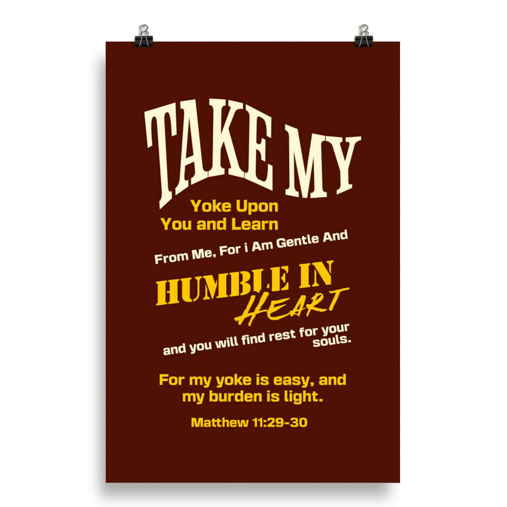 Matthew 11:29-30 Bible Verse, learn from me Premium Luster Photo Paper Poster Wall Art 20″×30″