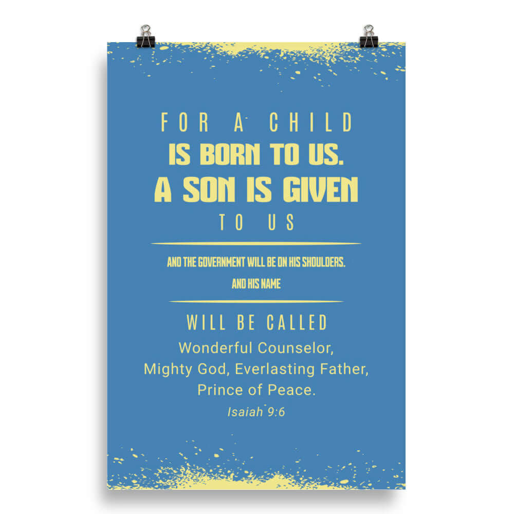 Isaiah 9:6 Bible Verse, Mighty God Premium Luster Photo Paper Poster Wall Art 20″×30″
