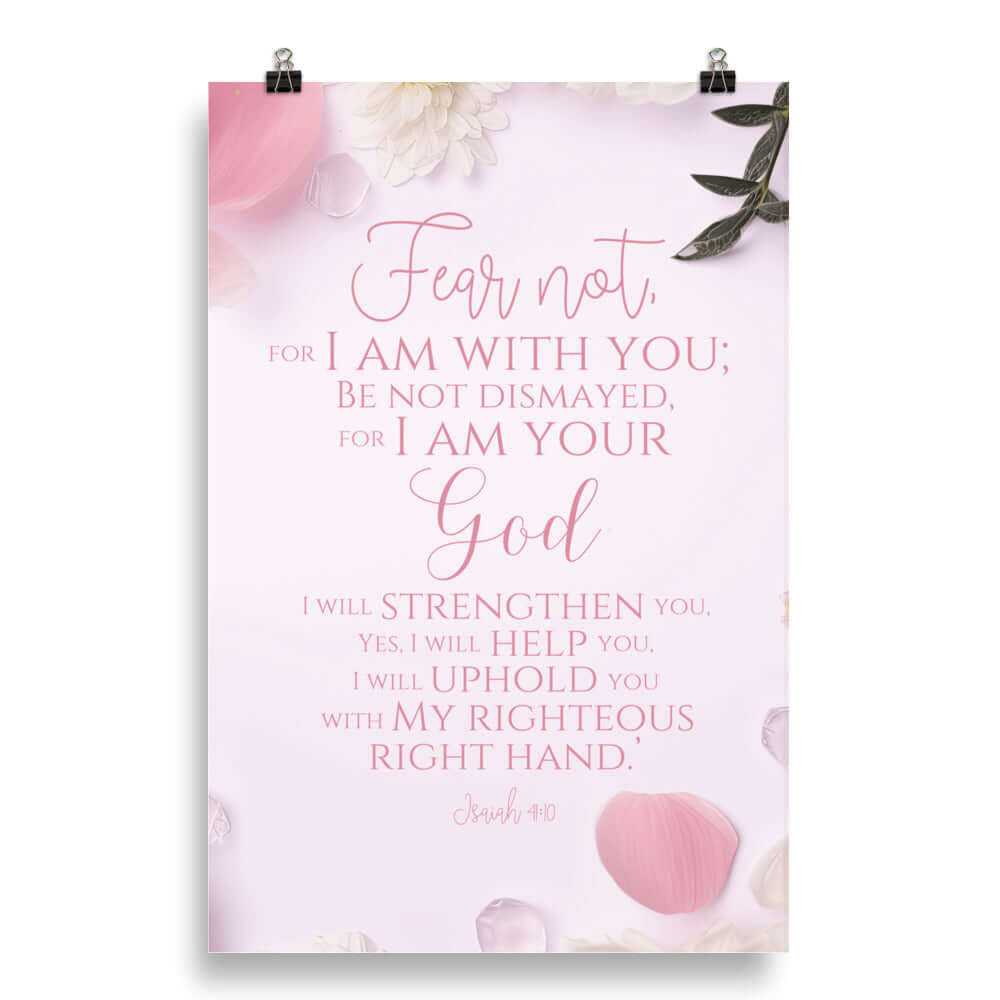 Isaiah 41:10 Bible Verse, God will strengthen you Premium Luster Photo Paper Poster Wall Art 20″×30″