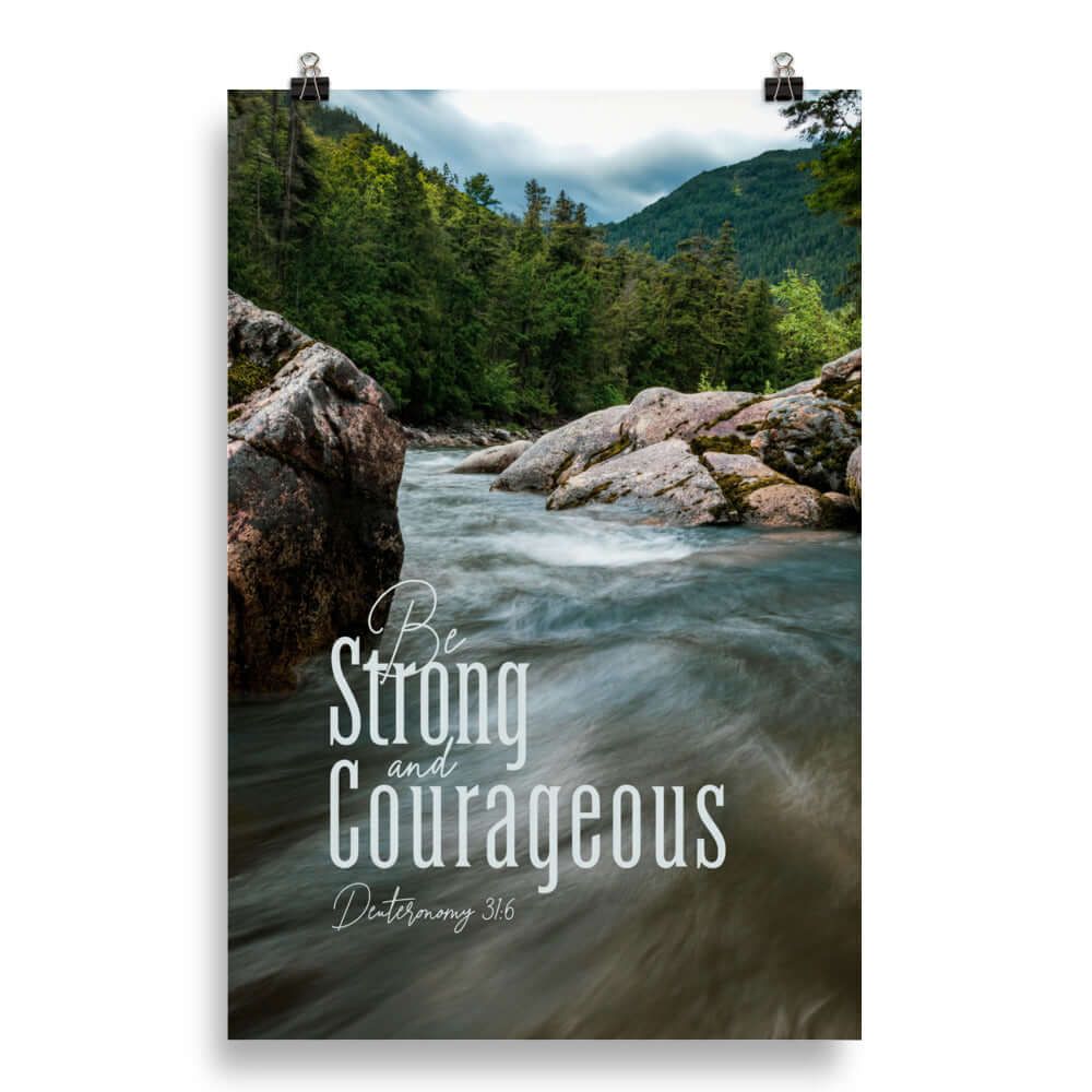 Deuteronomy 31:6 Bible Verse, Be strong and courageous Premium Luster Photo Paper Poster Wall Art 20″×30″