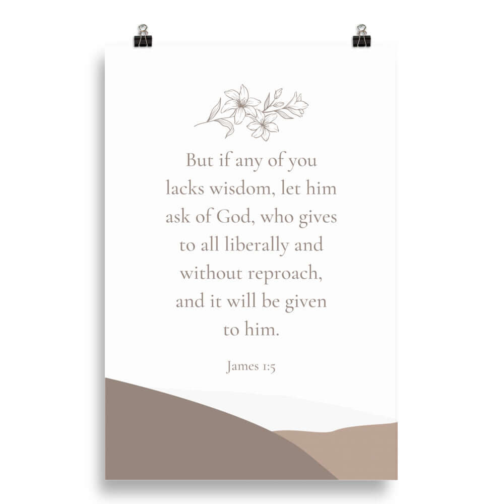 James 1:5 Bible Verse, ask of God Premium Luster Photo Paper Poster Wall Art 20″×30″