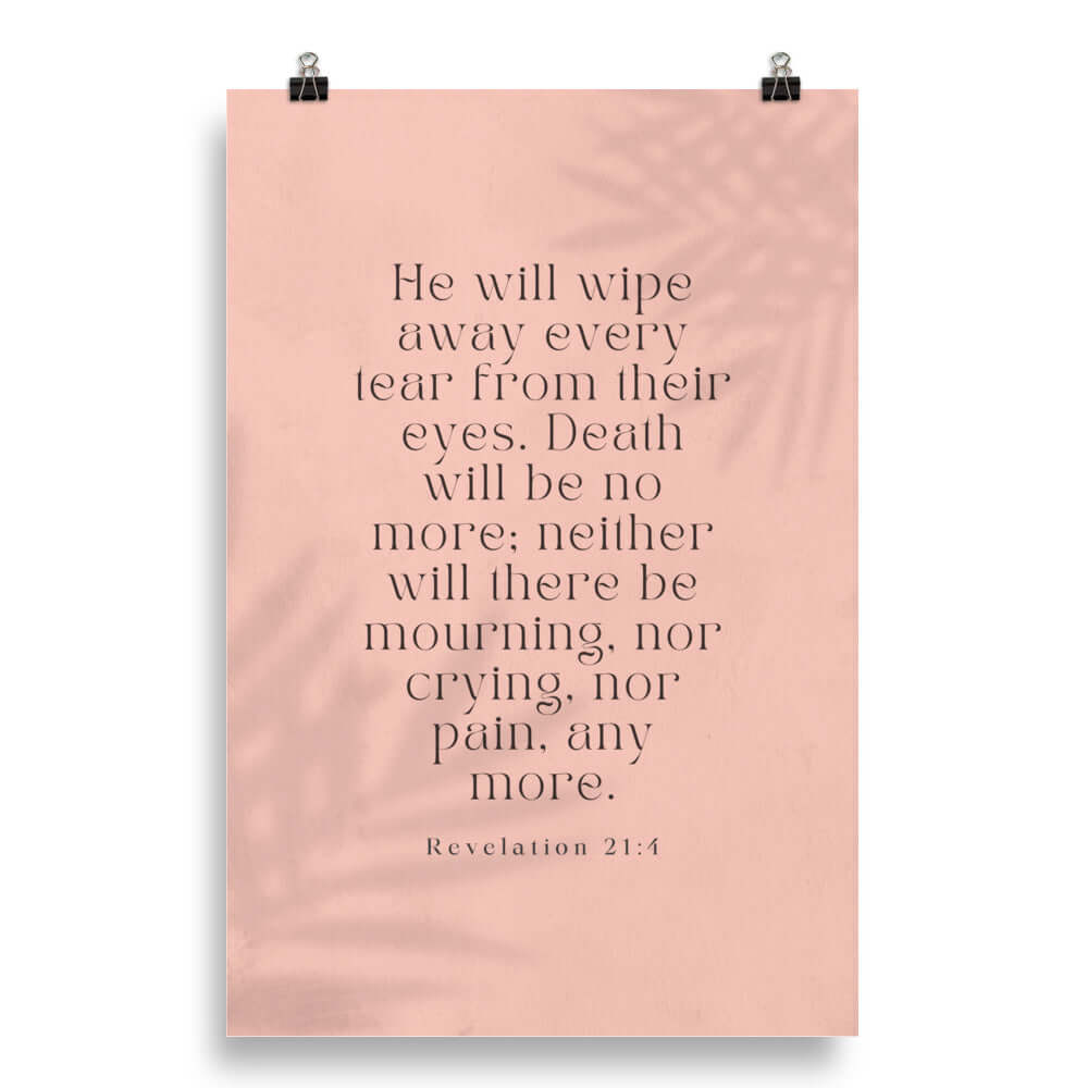 Revelation 21:4 Bible Verse, their eyes Premium Luster Photo Paper Poster Wall Art 20″×30″
