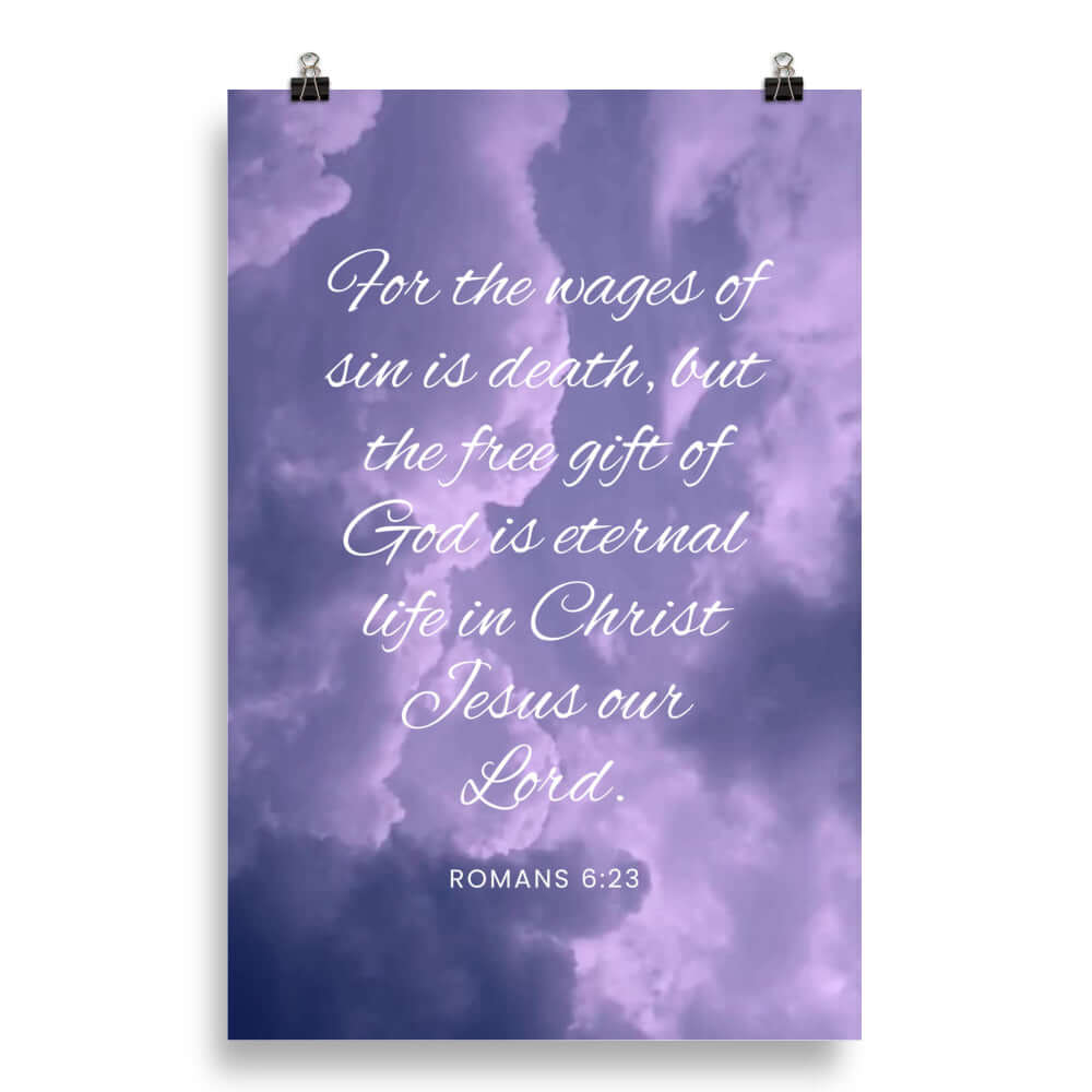 Romans 6:23 Bible Verse, free gift Premium Luster Photo Paper Poster Wall Art 20″×30″