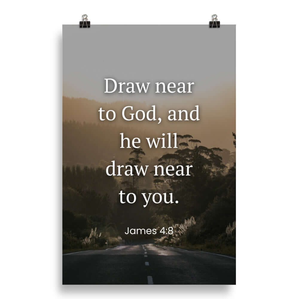 James 4:8 Bible Verse, Cleanse your Premium Luster Photo Paper Poster Wall Art 20″×30″
