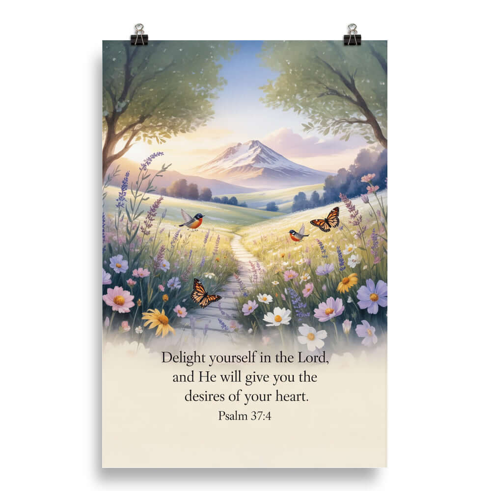Psalm 37:4 Bible Verse, Delight Premium Luster Photo Paper Poster 20″×30″