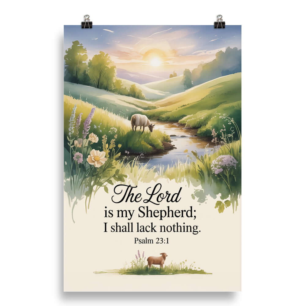 Psalm 23:1 Bible Verse, Lord Premium Luster Photo Paper Poster 20″×30″