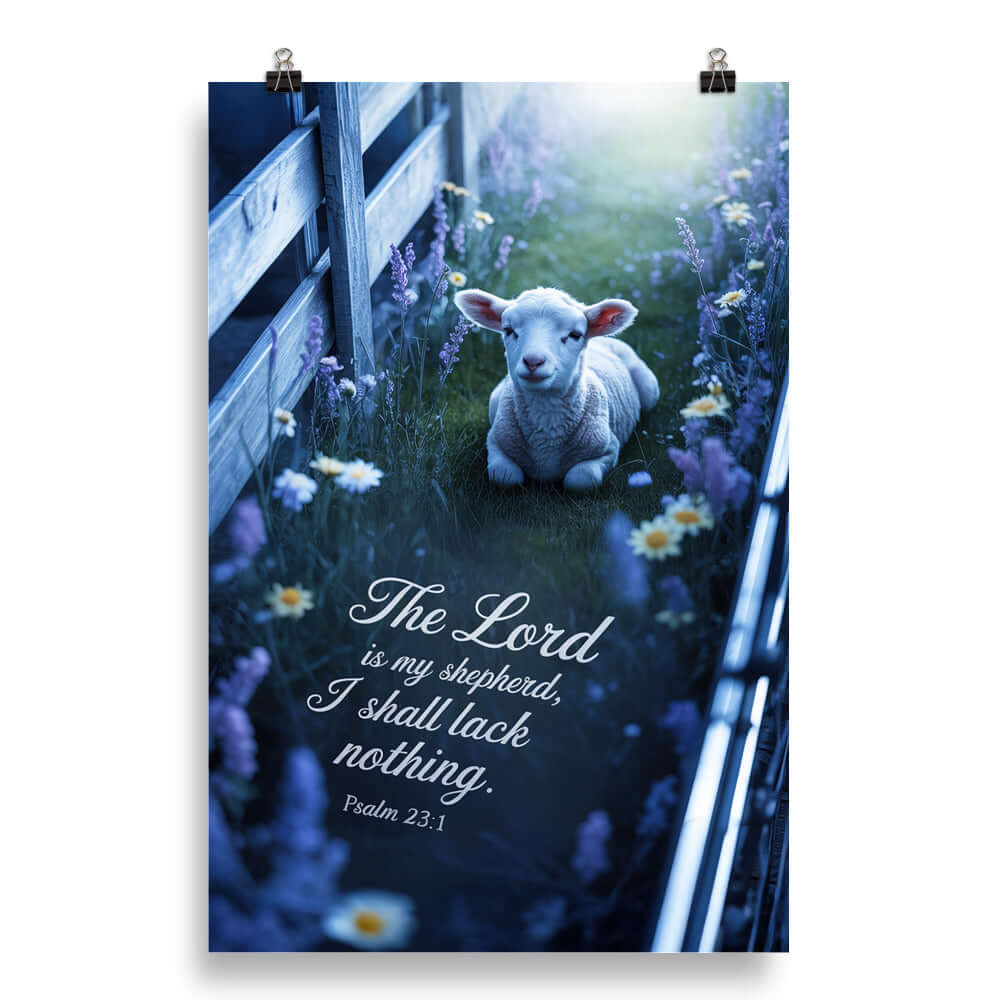 Psalm 23:1 Bible Verse, Shepherd Premium Luster Photo Paper Poster 20″×30″
