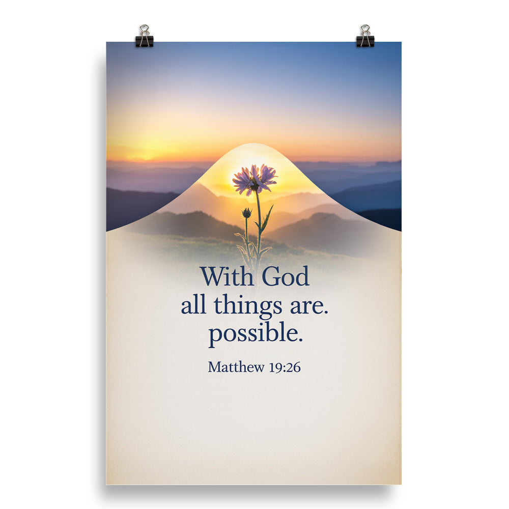 Matthew 19:26 Bible Verse at them Premium Luster Photo Paper Poster 20″×30″