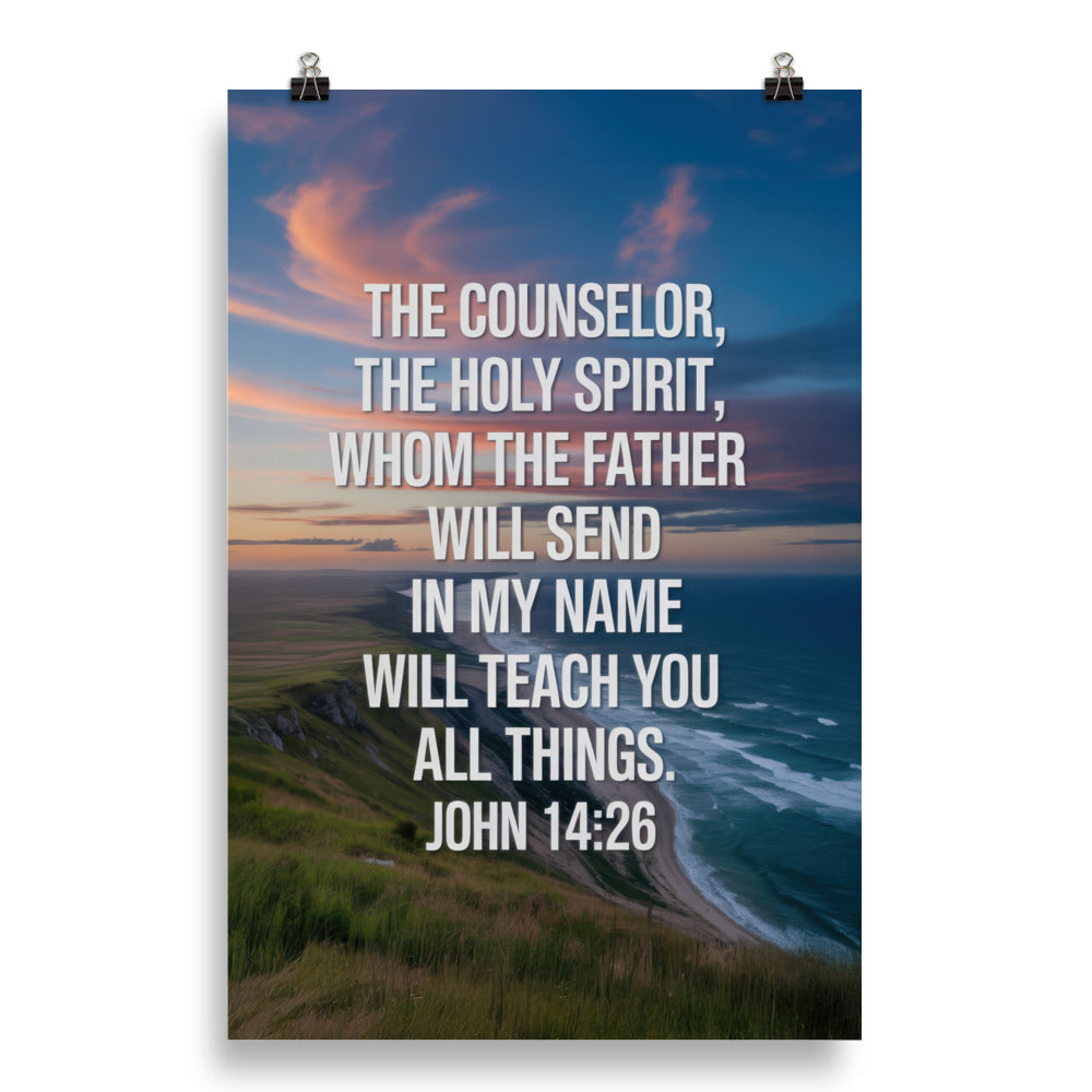 John 14:26 Bible Verse will teach Premium Luster Photo Paper Poster 20″×30″
