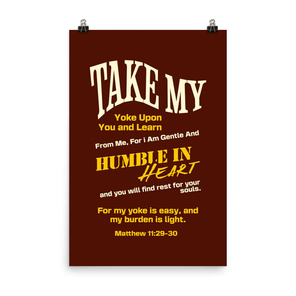Matthew 11:29-30 Bible Verse, learn from me Premium Luster Photo Paper Poster Wall Art 24″×36″
