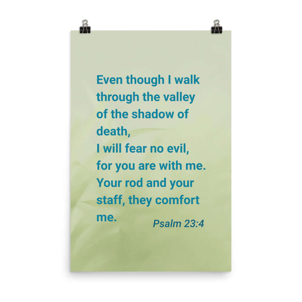 Psalm 23:4 Bible Verse, fear no evil Premium Luster Photo Paper Poster Wall Art 24″×36″