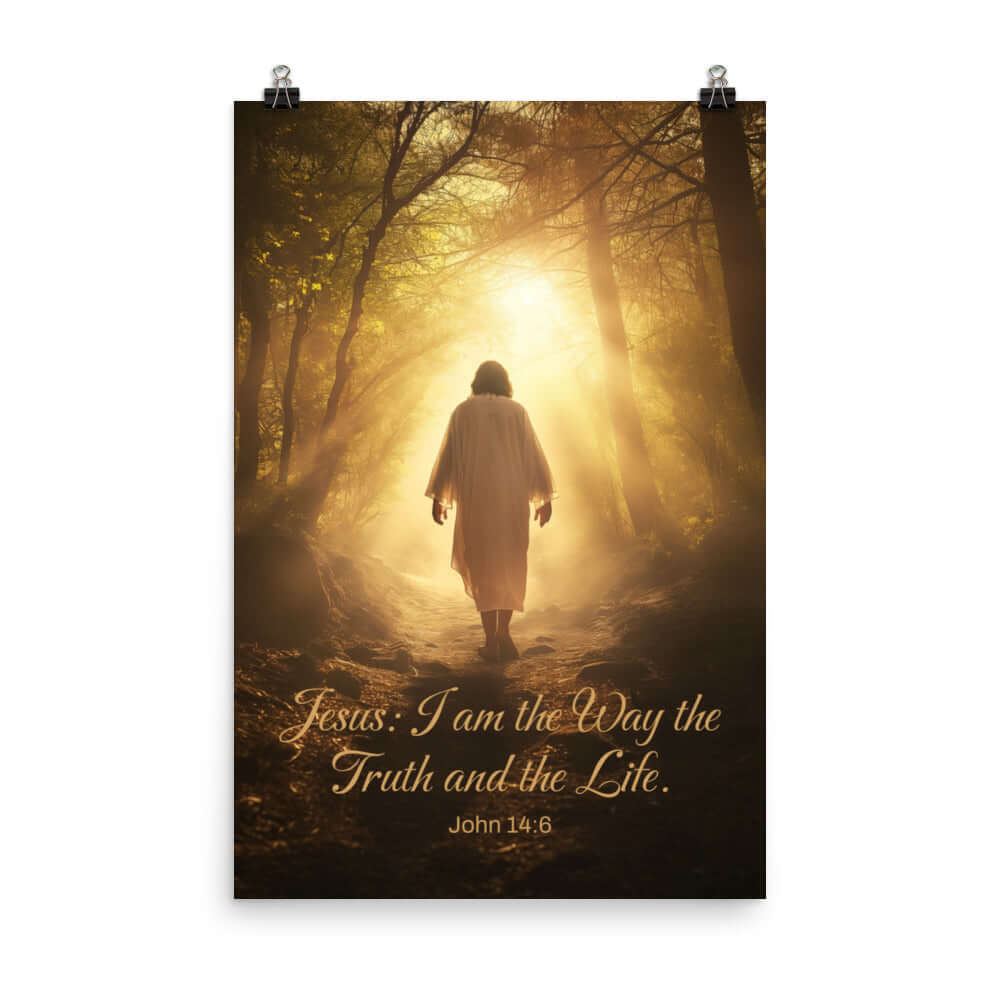 John 14:6 Bible Verse, Forest Image Premium Luster Photo Paper Poster Wall Art 24″×36″