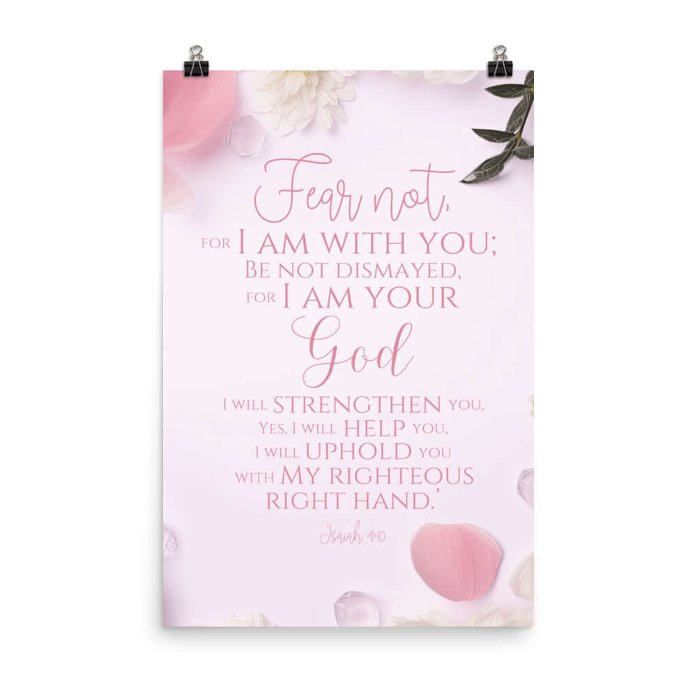 Isaiah 41:10 Bible Verse, God will strengthen you Premium Luster Photo Paper Poster Wall Art 24″×36″