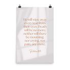 Revelation 21:4 Bible Verse, He will wipe Premium Luster Photo Paper Poster Wall Art 24″×36″