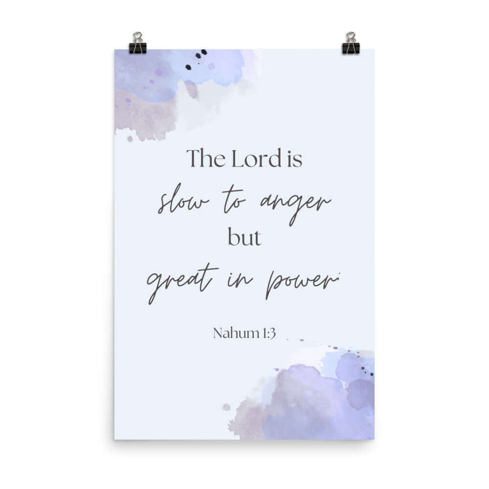 Nahum 1:3 Bible Verse, great in power Premium Luster Photo Paper Poster Wall Art 24″×36″
