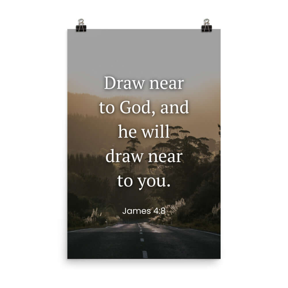 James 4:8 Bible Verse, Cleanse your Premium Luster Photo Paper Poster Wall Art 24″×36″