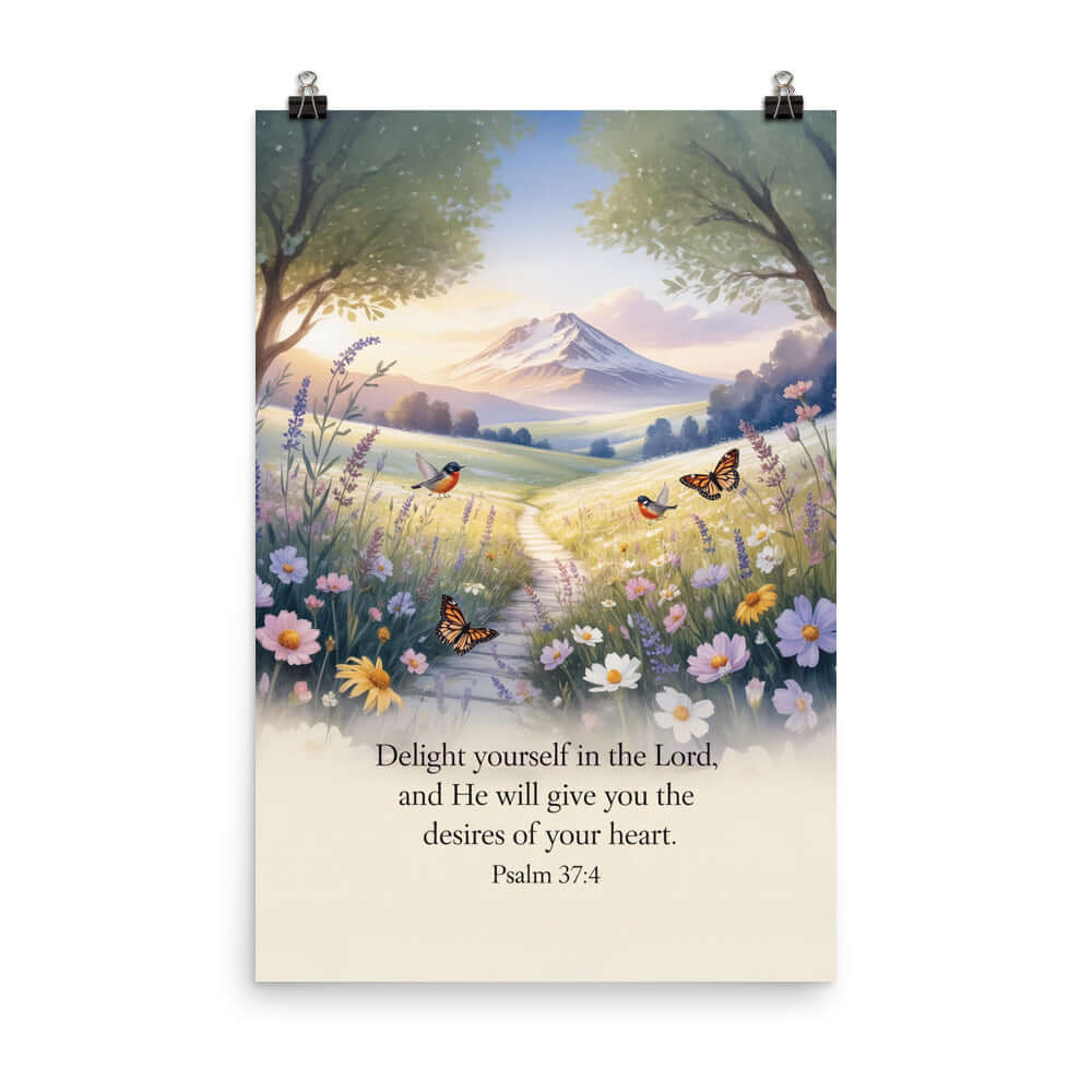 Psalm 37:4 Bible Verse, Delight Premium Luster Photo Paper Poster 24″×36″