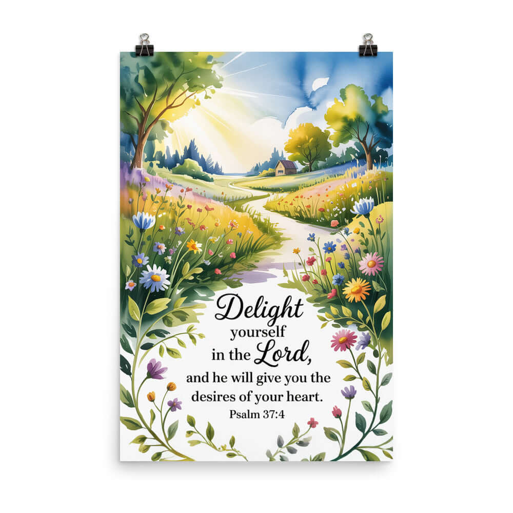 Psalm 37:4 Bible Verse, desires Premium Luster Photo Paper Poster 24″×36″
