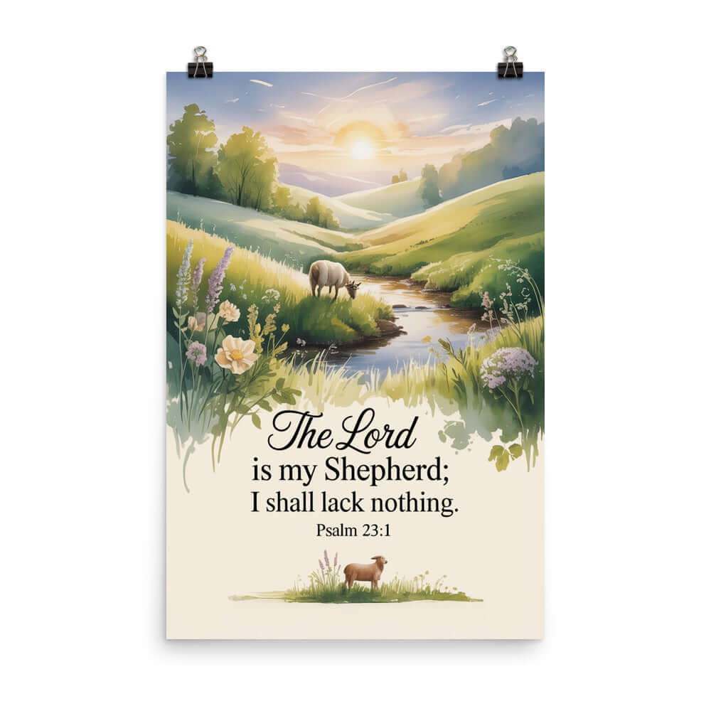 Psalm 23:1 Bible Verse, Lord Premium Luster Photo Paper Poster 24″×36″