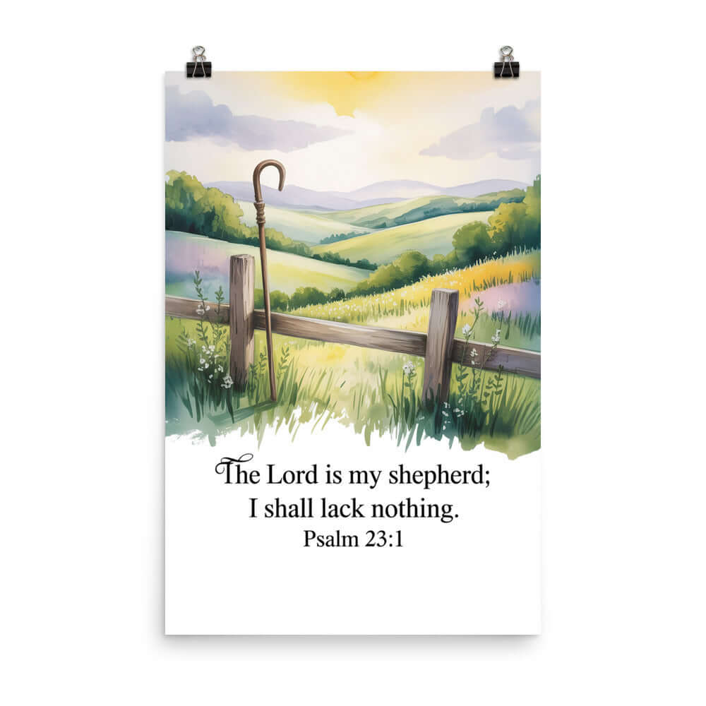 Psalm 23:1 Bible Verse, Lack Premium Luster Photo Paper Poster 24″×36″