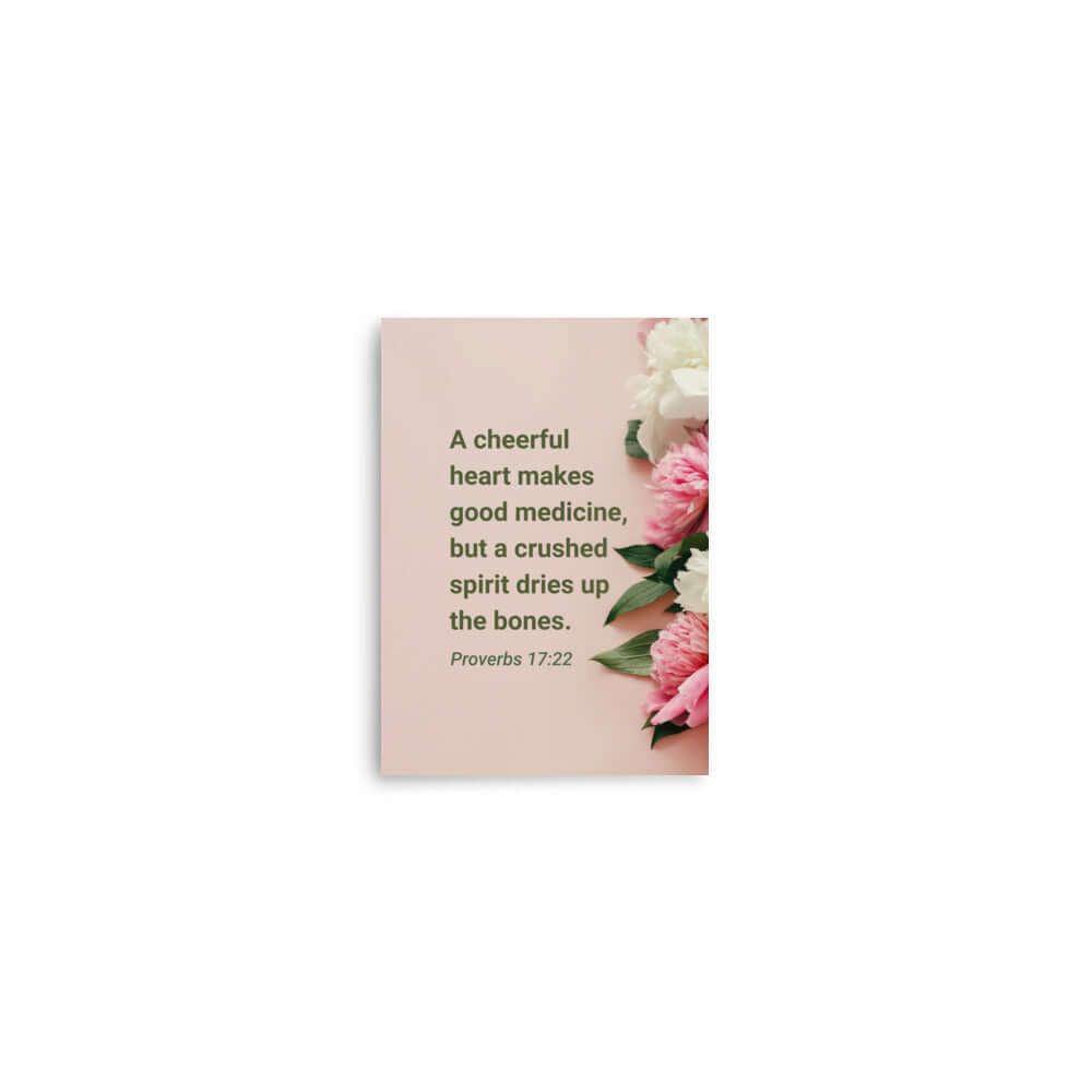 Proverbs 17:22 Bible Verse, good medicine Premium Luster Photo Paper Poster Wall Art