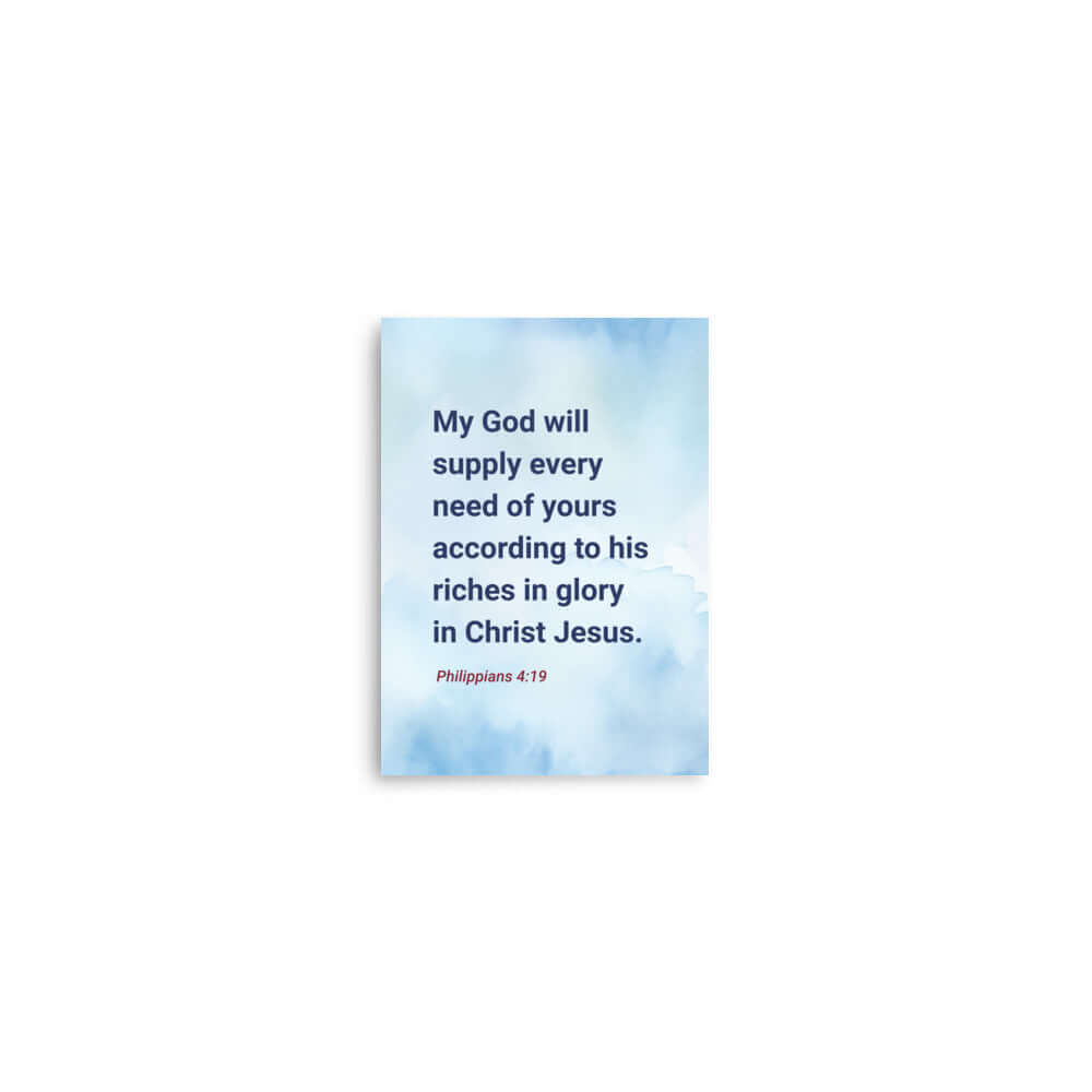 Philippians 4:19 Bible Verse, God will supply Premium Luster Photo Paper Poster Wall Art