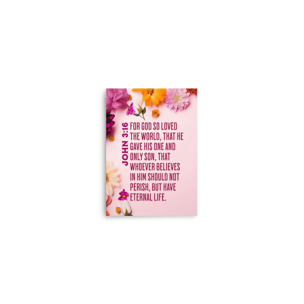 John 3:16 Bible Verse, For God So Loved Premium Luster Photo Paper Poster Wall Art