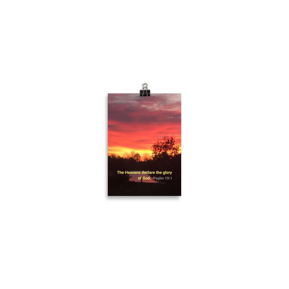 Psalm 19:1 Bible Verse, Sunset Glory Premium Luster Photo Paper Poster Wall Art 5″×7″