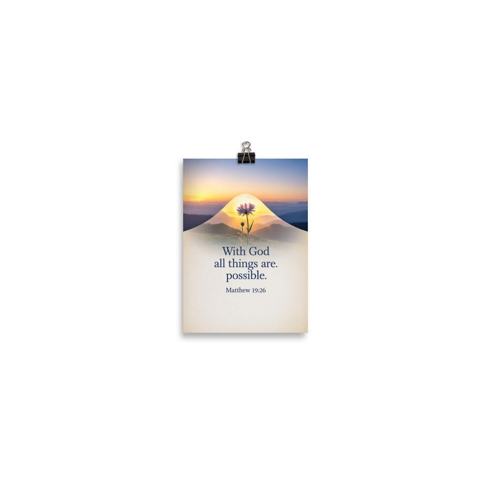 Matthew 19:26 Bible Verse at them Premium Luster Photo Paper Poster 5″×7″